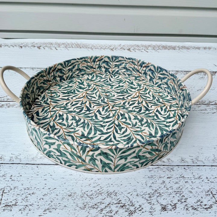 William Morris Willow Bough Large Round Tin Tray with Handles - Ruby's Home Store