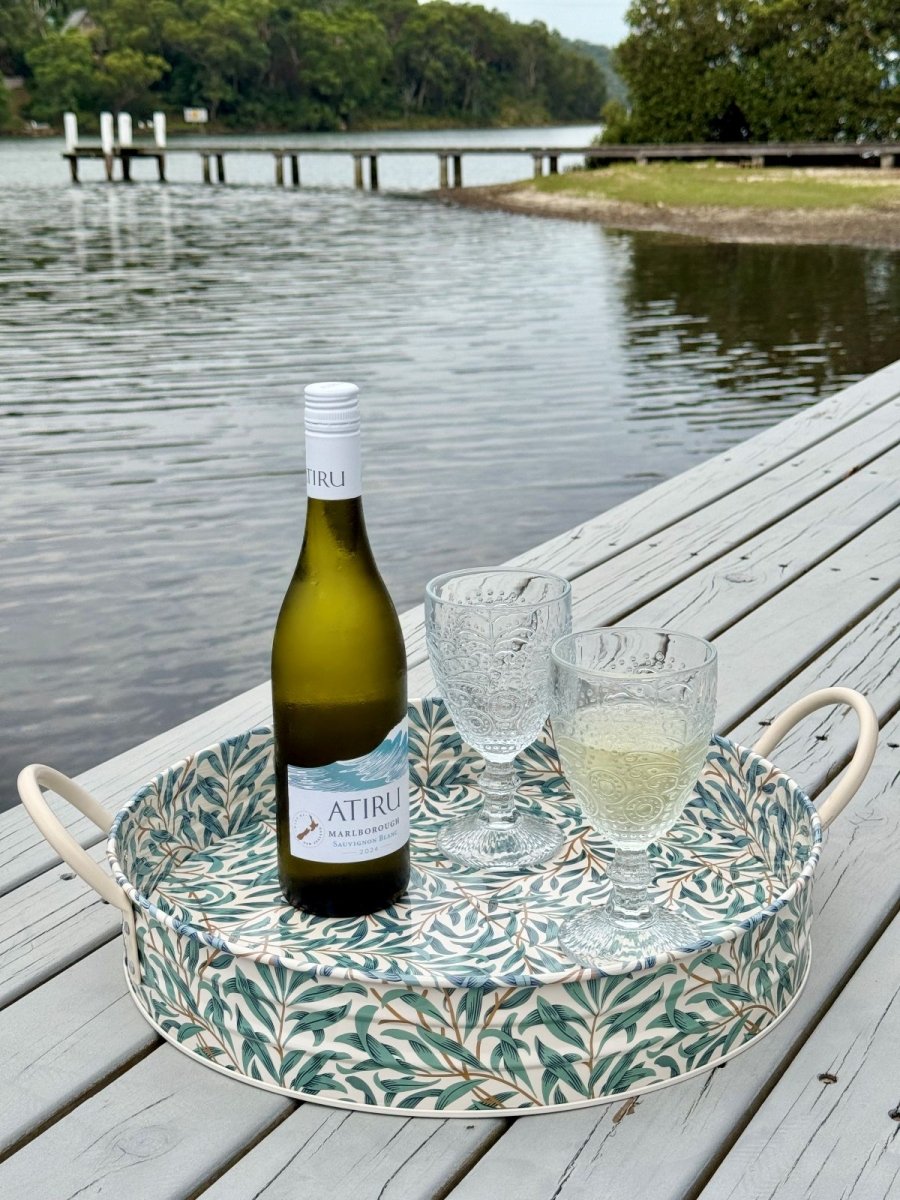 William Morris Willow Bough Large Round Tin Tray with Handles - Ruby's Home Store