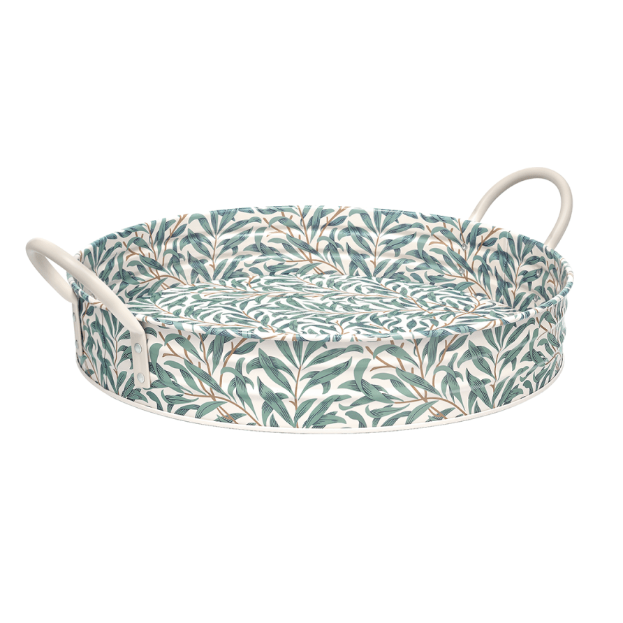 William Morris Willow Bough Large Round Tin Tray with Handles - Ruby's Home Store