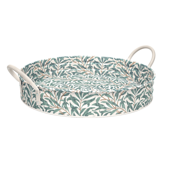 William Morris Willow Bough Large Round Tin Tray with Handles - Ruby's Home Store