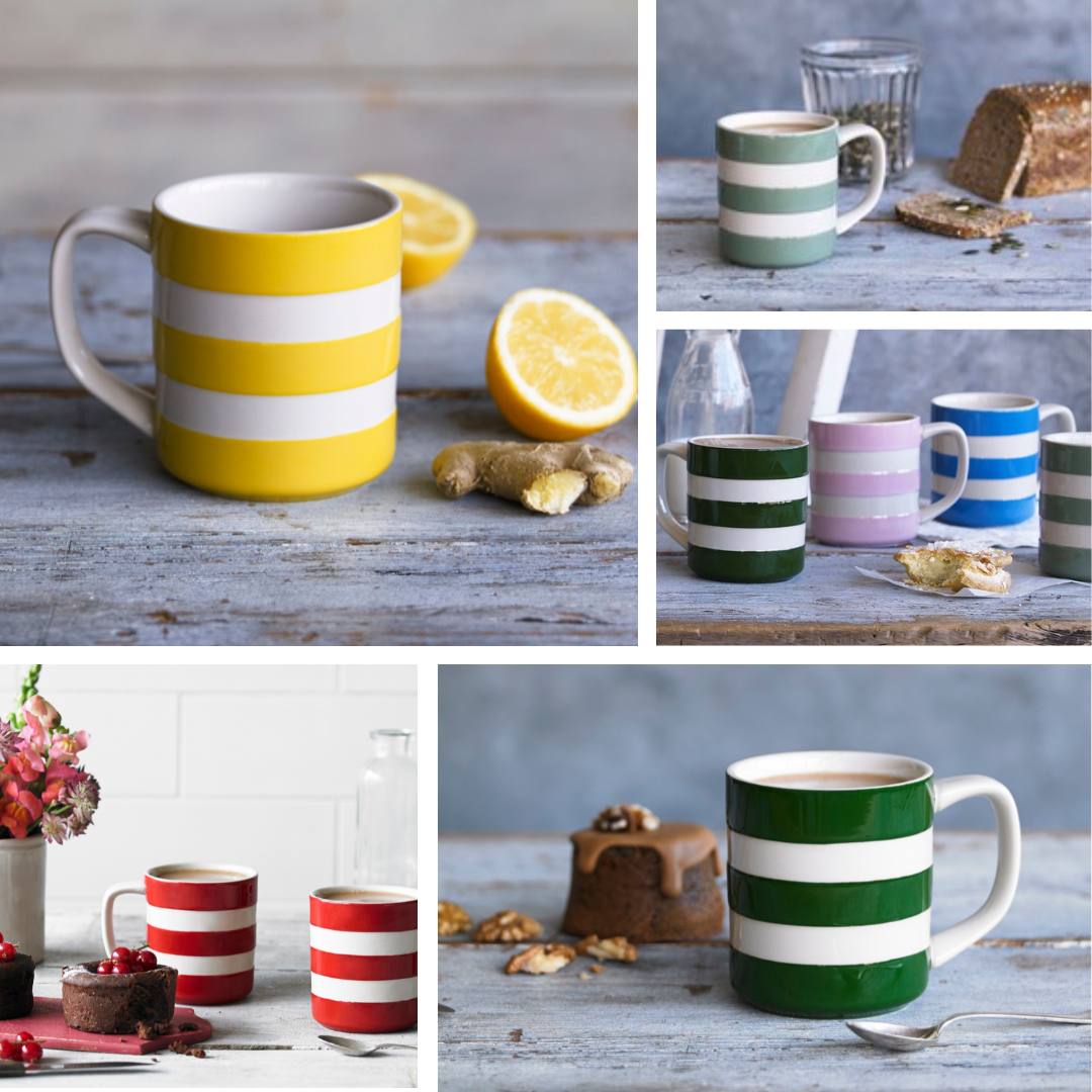 Cornishware 10oz mugs in glorious rainbow colours