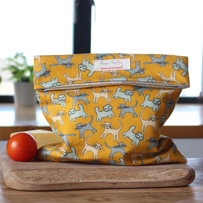 Cats - Organic Cotton Lunch Bag - Poppy Treffry - Rubys Home Store 