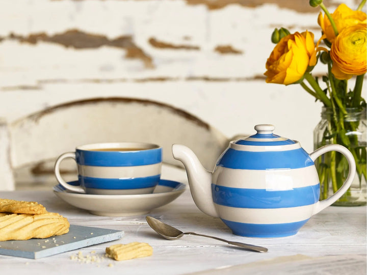 Cornishware Round Betty Tea Pot - Small Cornish Blue - Rubys Home Store 