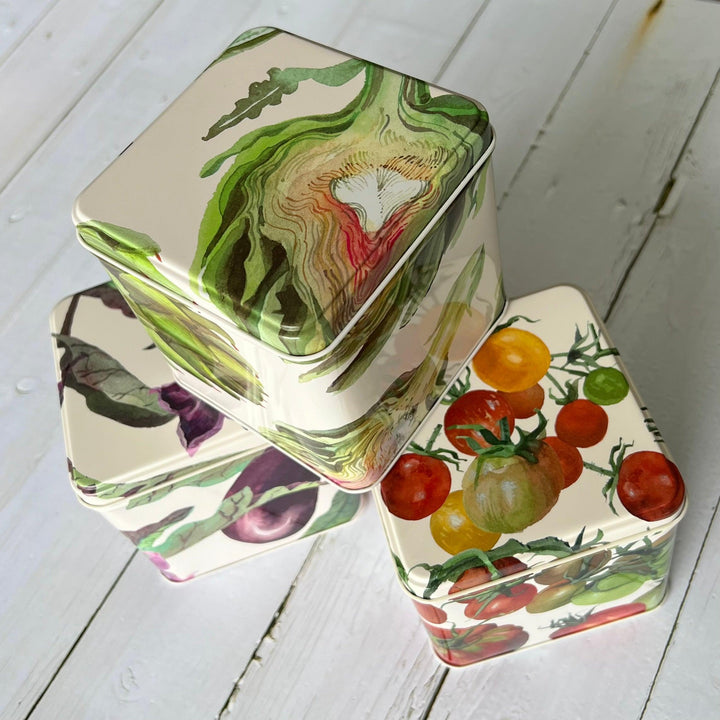 Emma Bridgewater Vegetable Square Tin Cannister Pack of 3 - Rubys Home Store 