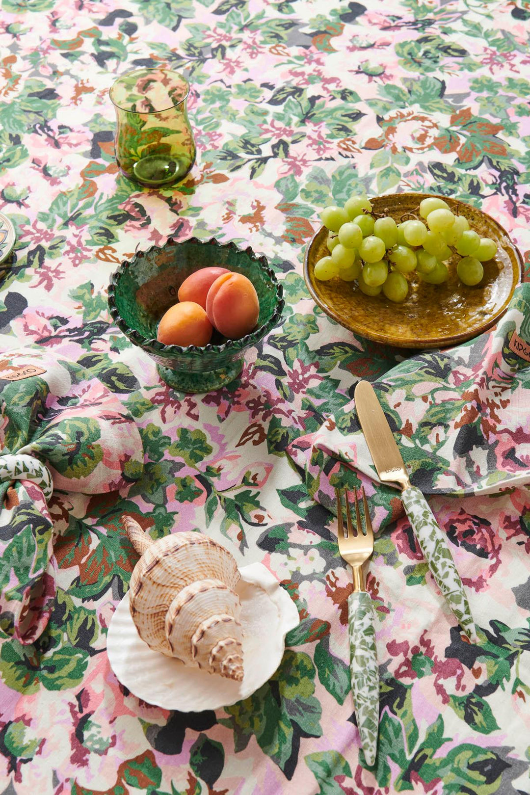 Garden Path Floral Linen Tablecloth - Kip & Co - Rubys Home Store 
