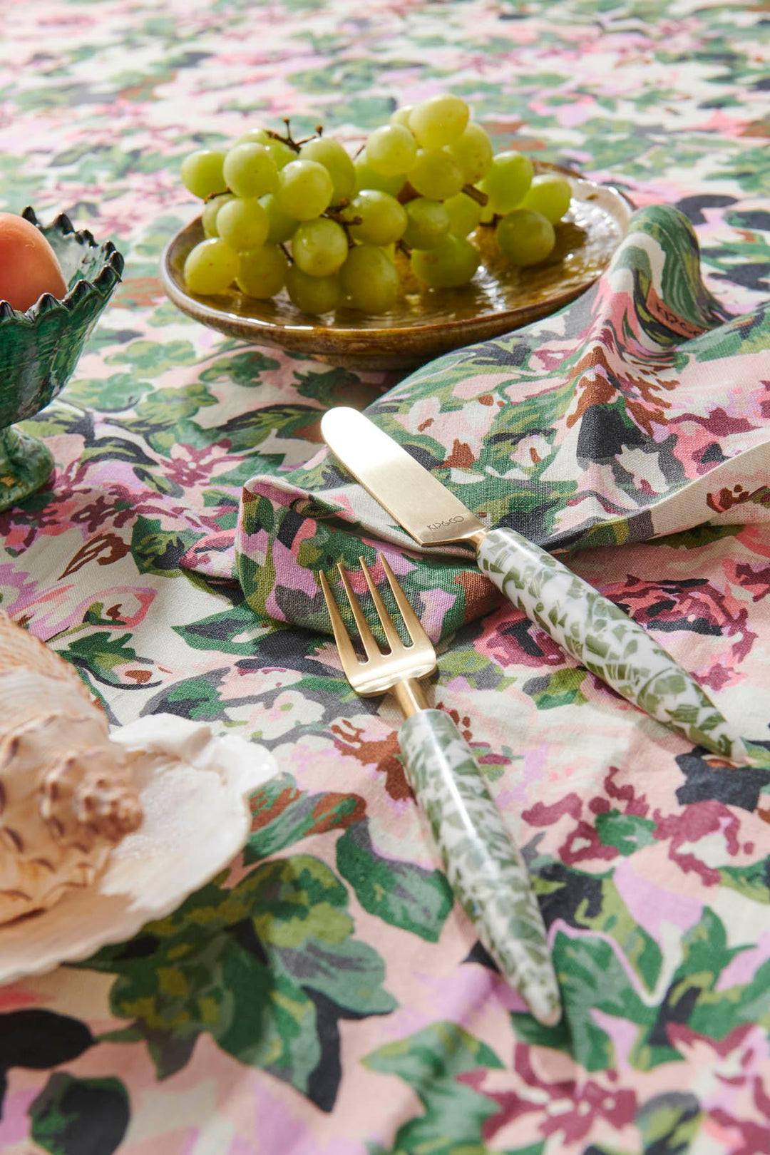 Garden Path Floral Linen Tablecloth - Kip & Co - Rubys Home Store 