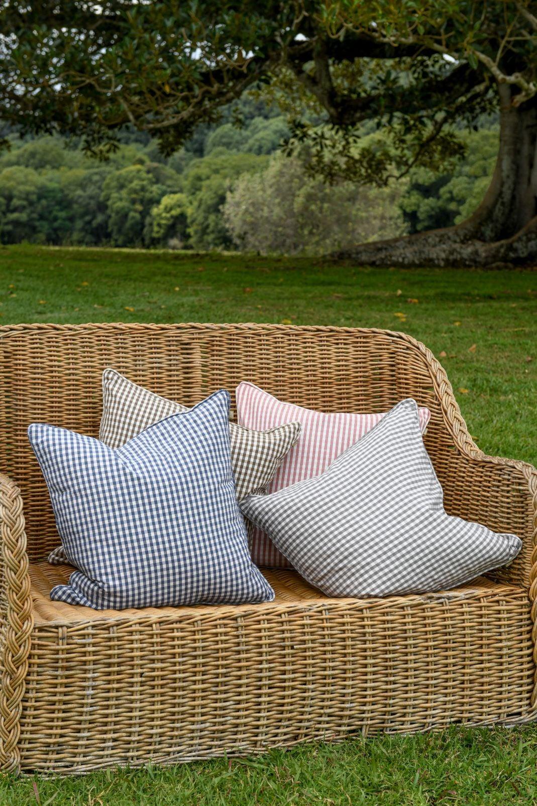 Gingham Cushion - Fig - Rubys Home Store 