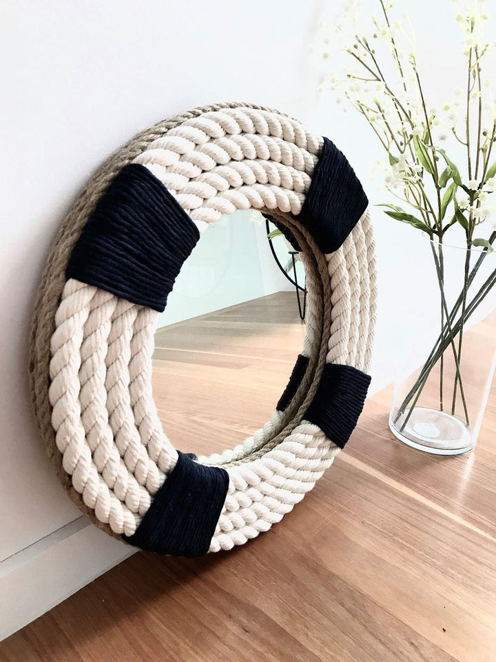 Navy Classic Rope Mirror - Rubys Home Store 
