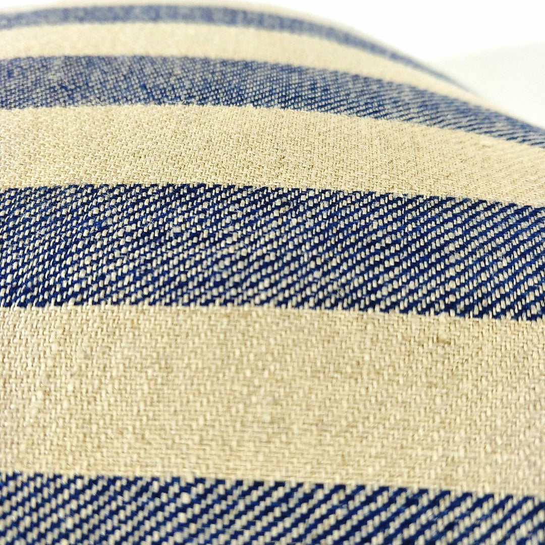 Navy Stripe Heavy Weight French Linen Cushion - Rubys Home Store 