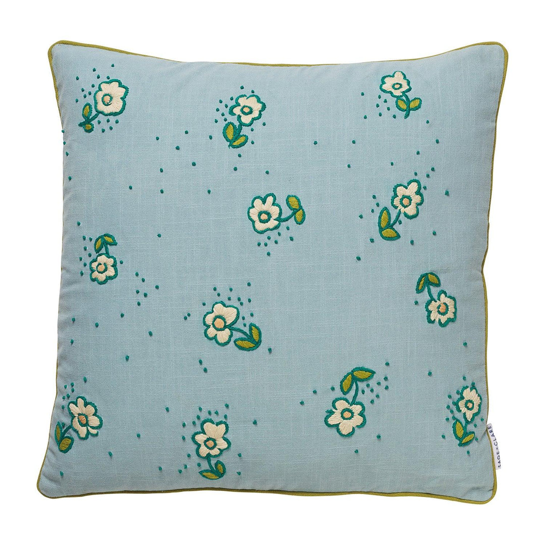 Otley Embroidered Cushion - Cloud - Sage x Clare - Rubys Home Store 