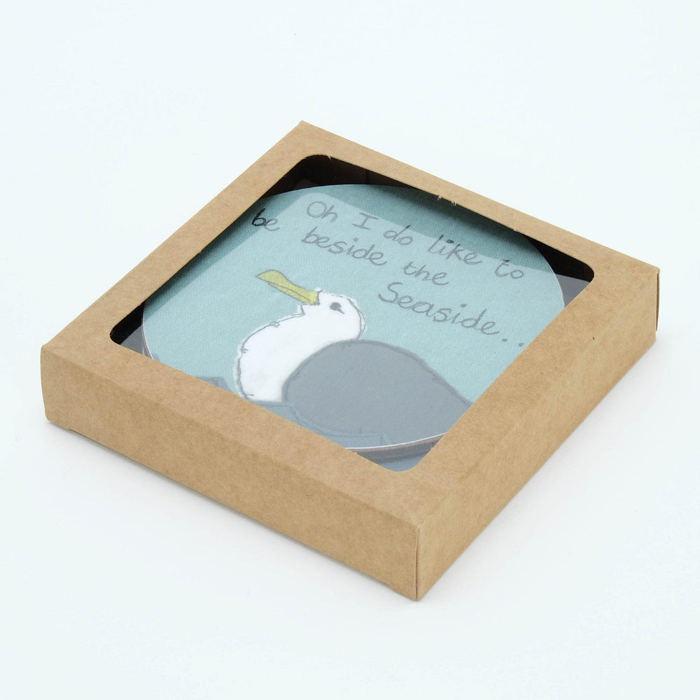 Poppy Treffry Cheeky Seagull - set of 4 Coasters - Rubys Home Store 