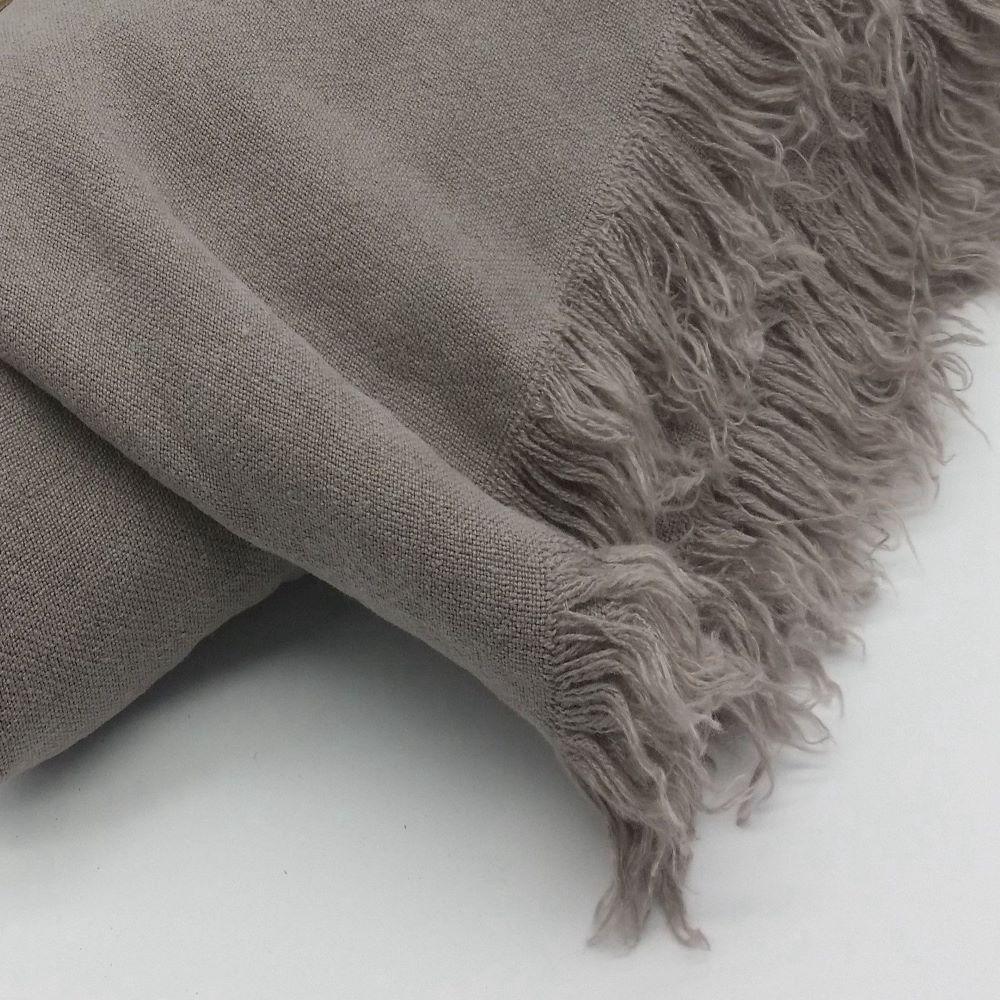 Pure French Linen Mocha Throw with Fringe - Rubys Home Store 