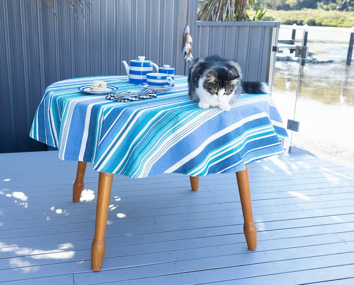 Round Striped Tablecloth - Rubys Home Store 